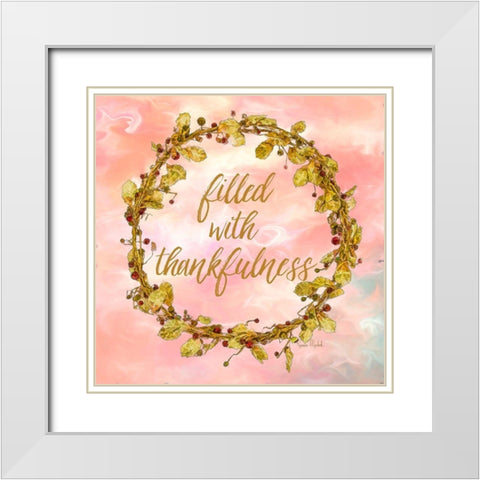 Filled with Thankfulness White Modern Wood Framed Art Print with Double Matting by Murdock, Ramona