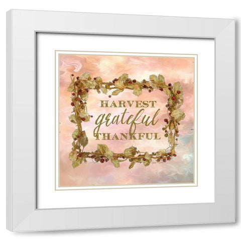Harvest, Grateful, Thankful White Modern Wood Framed Art Print with Double Matting by Murdock, Ramona