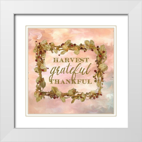 Harvest, Grateful, Thankful White Modern Wood Framed Art Print with Double Matting by Murdock, Ramona