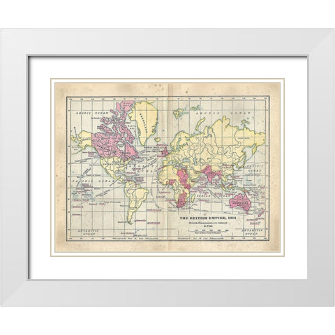 Vintage British Empire Map White Modern Wood Framed Art Print with Double Matting by Murdock, Ramona