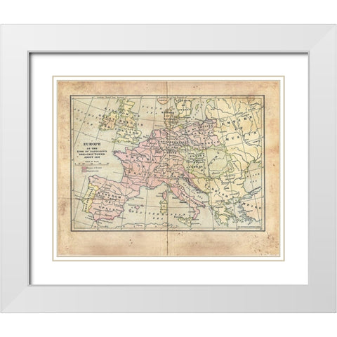 Vintage Napoleon Empire Map White Modern Wood Framed Art Print with Double Matting by Murdock, Ramona