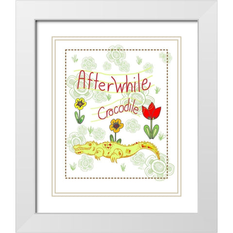 Afterwhile Crocodile White Modern Wood Framed Art Print with Double Matting by Murdock, Ramona