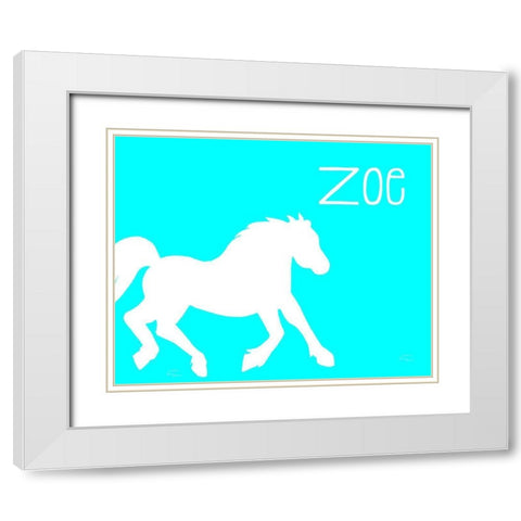 Blue Horse White Modern Wood Framed Art Print with Double Matting by Murdock, Ramona