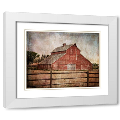 York Road Barn White Modern Wood Framed Art Print with Double Matting by Murdock, Ramona