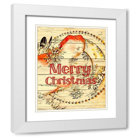 Merry Christmas White Modern Wood Framed Art Print with Double Matting by Murdock, Ramona