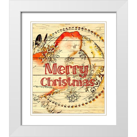 Merry Christmas White Modern Wood Framed Art Print with Double Matting by Murdock, Ramona