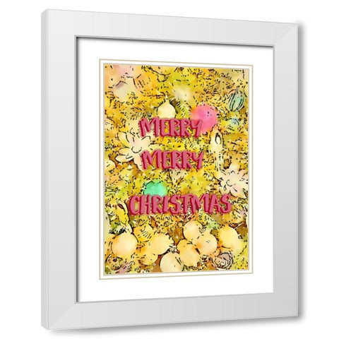 Merry Merry Christmas White Modern Wood Framed Art Print with Double Matting by Murdock, Ramona