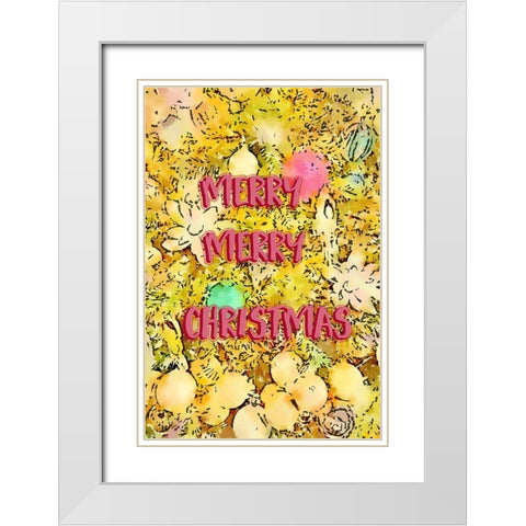 Merry Merry Christmas White Modern Wood Framed Art Print with Double Matting by Murdock, Ramona
