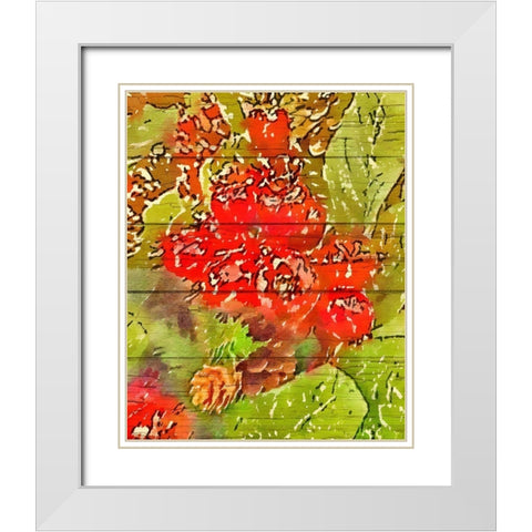 Holly and Berries White Modern Wood Framed Art Print with Double Matting by Murdock, Ramona