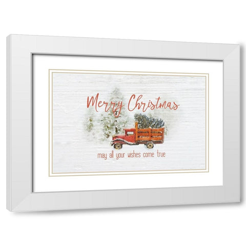 Merry Christmas Trees White Modern Wood Framed Art Print with Double Matting by Murdock, Ramona