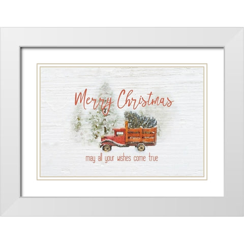 Merry Christmas Trees White Modern Wood Framed Art Print with Double Matting by Murdock, Ramona