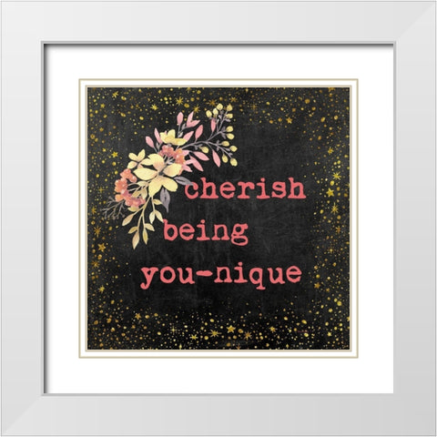 Cherish Being You-nique II White Modern Wood Framed Art Print with Double Matting by Murdock, Ramona