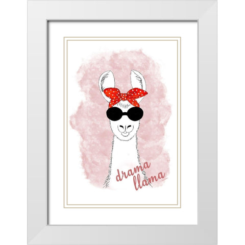 Drama Llama White Modern Wood Framed Art Print with Double Matting by Murdock, Ramona