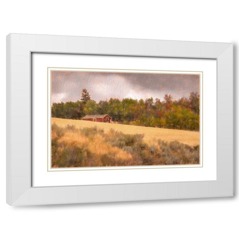 Autumn Barn White Modern Wood Framed Art Print with Double Matting by Murdock, Ramona