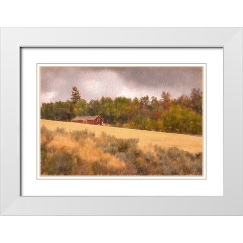 Autumn Barn White Modern Wood Framed Art Print with Double Matting by Murdock, Ramona