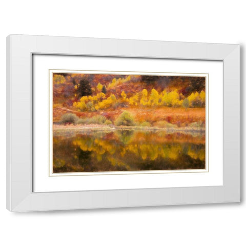 Autumns Reflection White Modern Wood Framed Art Print with Double Matting by Murdock, Ramona