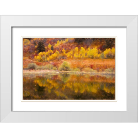 Autumns Reflection White Modern Wood Framed Art Print with Double Matting by Murdock, Ramona
