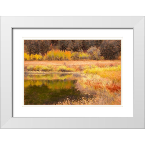 Autumn Pond White Modern Wood Framed Art Print with Double Matting by Murdock, Ramona