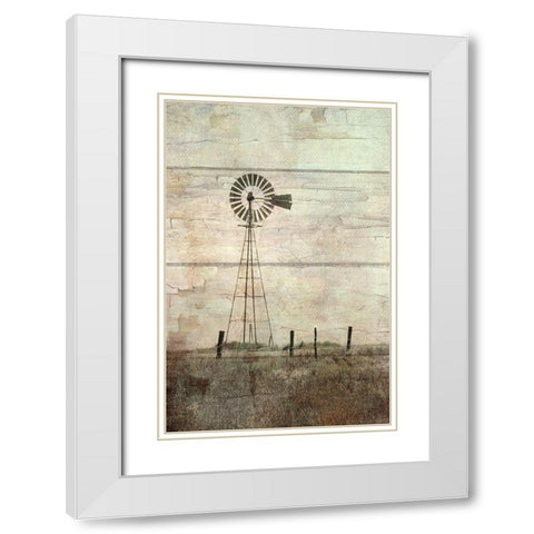 Windmill on a Hill White Modern Wood Framed Art Print with Double Matting by Murdock, Ramona