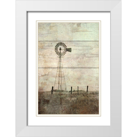 Windmill on a Hill White Modern Wood Framed Art Print with Double Matting by Murdock, Ramona
