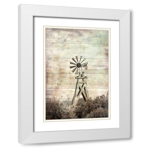 Windmill Silent White Modern Wood Framed Art Print with Double Matting by Murdock, Ramona