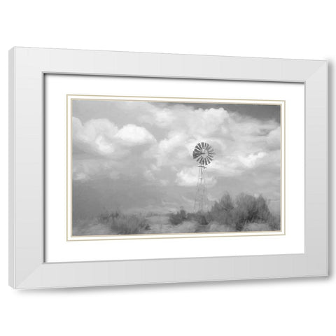 Abstract Windmill White Modern Wood Framed Art Print with Double Matting by Murdock, Ramona