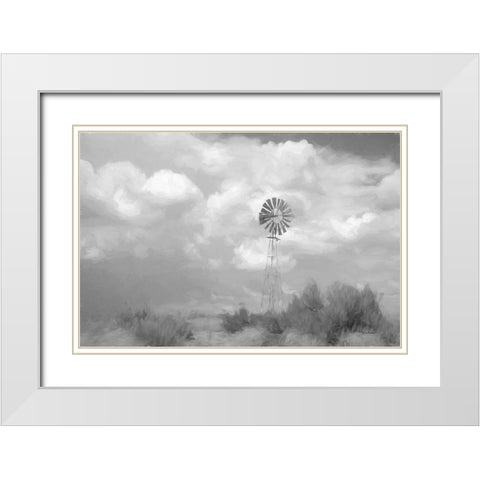 Abstract Windmill White Modern Wood Framed Art Print with Double Matting by Murdock, Ramona