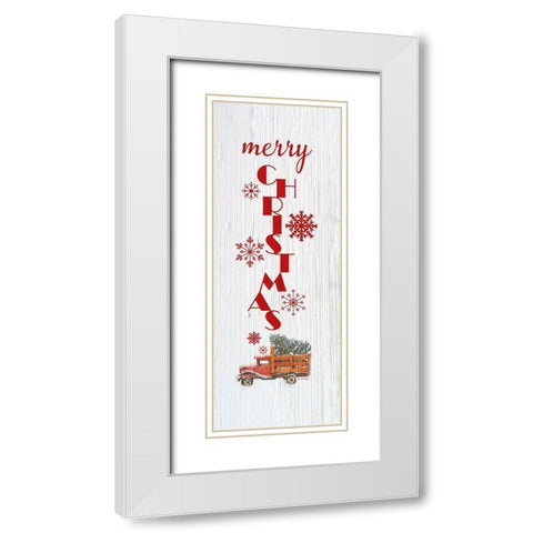 Merry Christmas White Modern Wood Framed Art Print with Double Matting by Murdock, Ramona
