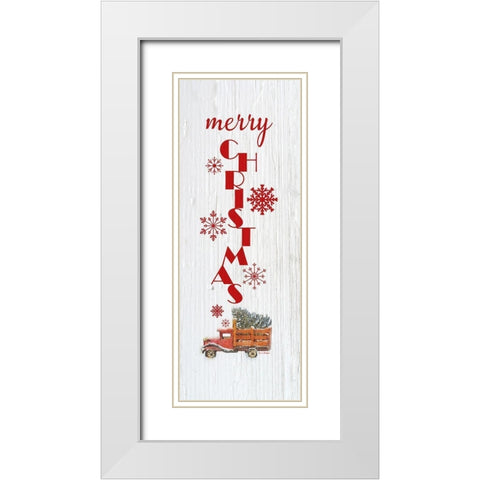 Merry Christmas White Modern Wood Framed Art Print with Double Matting by Murdock, Ramona