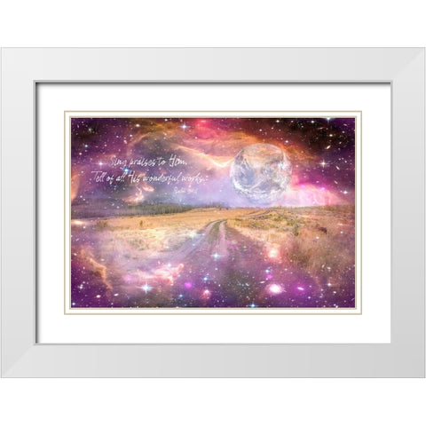 Tell All His Wonderful Works White Modern Wood Framed Art Print with Double Matting by Murdock, Ramona