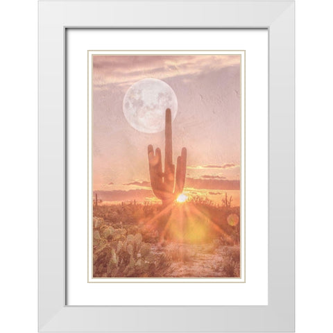 Sunset Moonrise White Modern Wood Framed Art Print with Double Matting by Murdock, Ramona