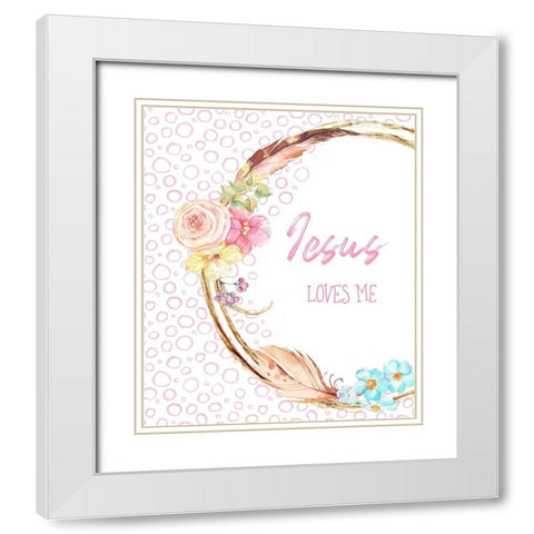 Jesus Loves Me White Modern Wood Framed Art Print with Double Matting by Murdock, Ramona