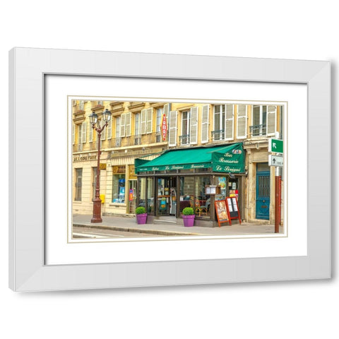 Paris Brasserie White Modern Wood Framed Art Print with Double Matting by Murdock, Ramona