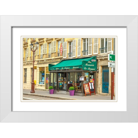 Paris Brasserie White Modern Wood Framed Art Print with Double Matting by Murdock, Ramona