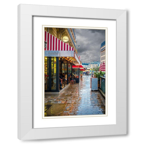 Paris CafÃ© Mimosa White Modern Wood Framed Art Print with Double Matting by Murdock, Ramona