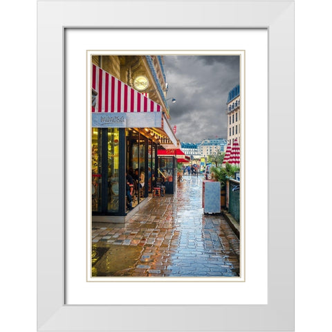 Paris CafÃ© Mimosa White Modern Wood Framed Art Print with Double Matting by Murdock, Ramona