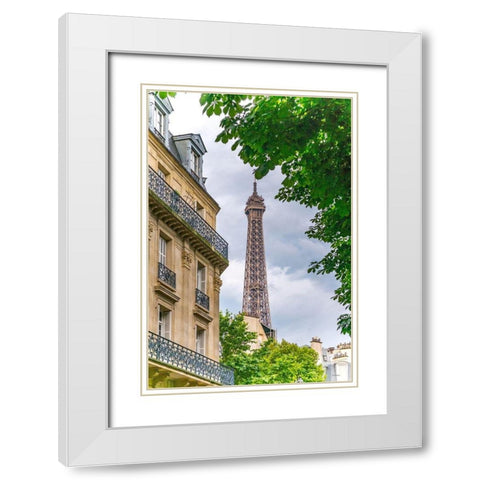 Eiffel Tower II White Modern Wood Framed Art Print with Double Matting by Murdock, Ramona