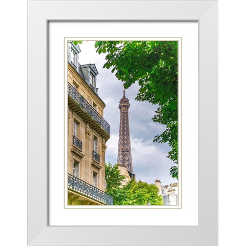 Eiffel Tower II White Modern Wood Framed Art Print with Double Matting by Murdock, Ramona