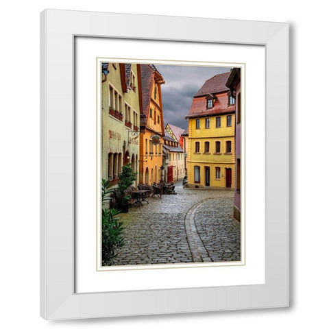 Rothenberg Street CafÃ© White Modern Wood Framed Art Print with Double Matting by Murdock, Ramona