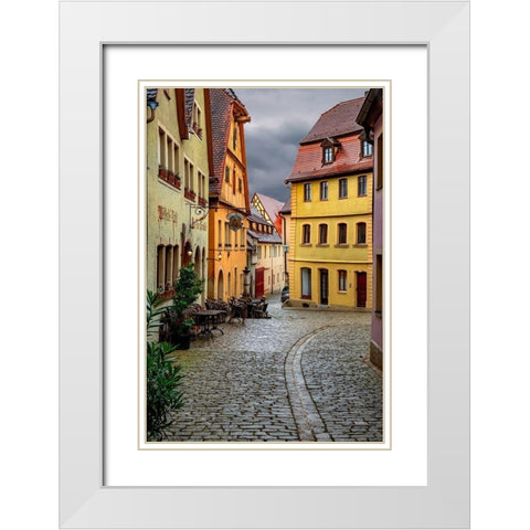 Rothenberg Street CafÃ© White Modern Wood Framed Art Print with Double Matting by Murdock, Ramona