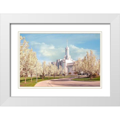 Mt. Timpanogas Temple White Modern Wood Framed Art Print with Double Matting by Murdock, Ramona