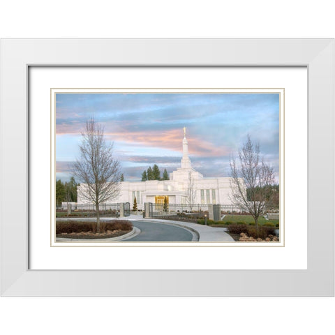 Spokane Temple White Modern Wood Framed Art Print with Double Matting by Murdock, Ramona