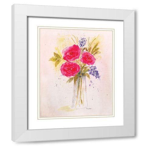 Roses in Clear Vase White Modern Wood Framed Art Print with Double Matting by Murdock, Ramona