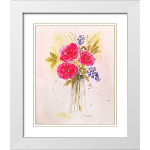Roses in Clear Vase White Modern Wood Framed Art Print with Double Matting by Murdock, Ramona