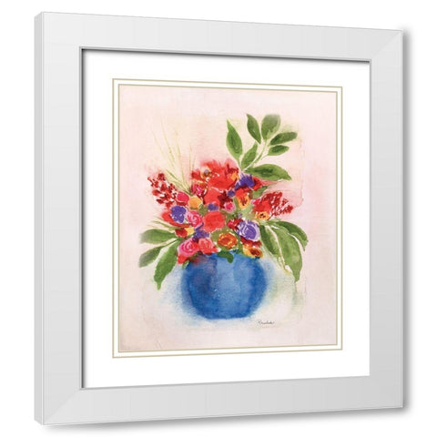 Round Blue Vase White Modern Wood Framed Art Print with Double Matting by Murdock, Ramona