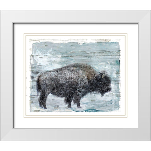 Winter Buffalo White Modern Wood Framed Art Print with Double Matting by Murdock, Ramona