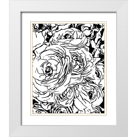 Roses No. 1 White Modern Wood Framed Art Print with Double Matting by Murdock, Ramona