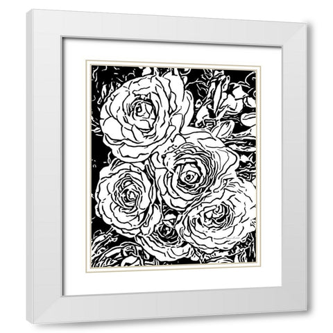 Roses No. 2 White Modern Wood Framed Art Print with Double Matting by Murdock, Ramona
