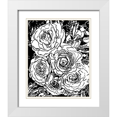 Roses No. 2 White Modern Wood Framed Art Print with Double Matting by Murdock, Ramona