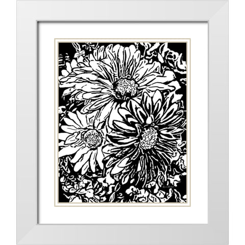 BW Floral No. 1 White Modern Wood Framed Art Print with Double Matting by Murdock, Ramona